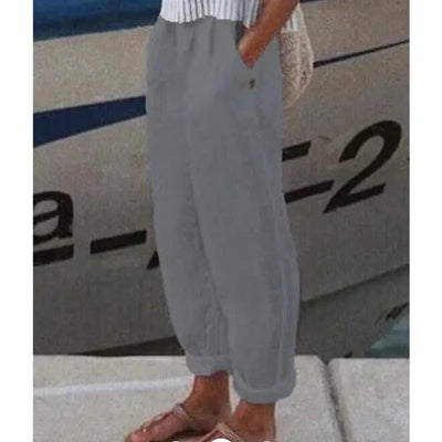 Gemma - Elegante pantalón casual de algodón y lino con estampado para mujer