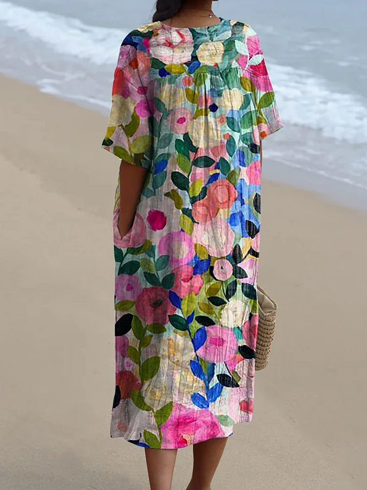 Tania - Vestido ligero para mujer con vibrante estampado floral primaveral