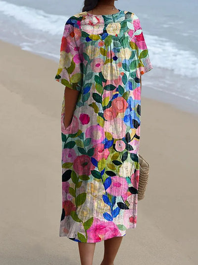 Tania - Vestido ligero para mujer con vibrante estampado floral primaveral