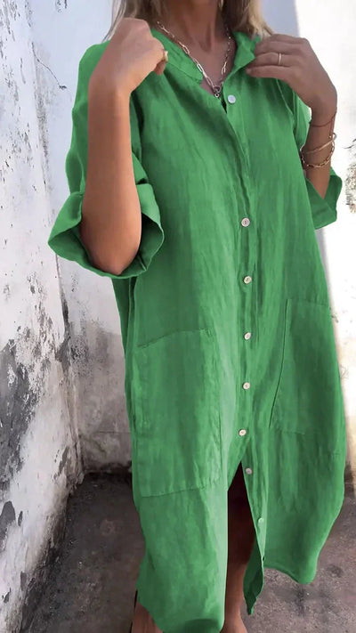 Noa - Elegante Maxivestido Camisero para un Estilo Casual único