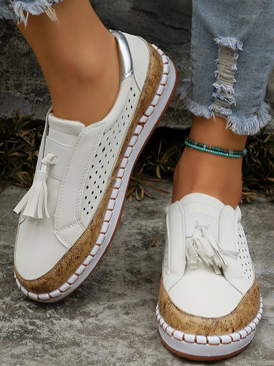 Claudia - Zapatillas deportivas para mujer, con diseño casual, plana, con apertura, punta redonda y transpirable.