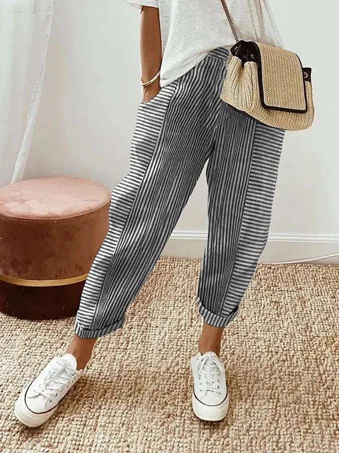 Pantalones de algodón a rayas Lore: comodidad y estilo en cada paso
