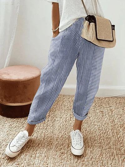 Pantalones de algodón a rayas Lore: comodidad y estilo en cada paso