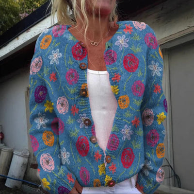 Tilda | Hermoso chaleco azul con patrón de flores