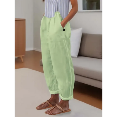 Gemma - Elegante pantalón casual de algodón y lino con estampado para mujer