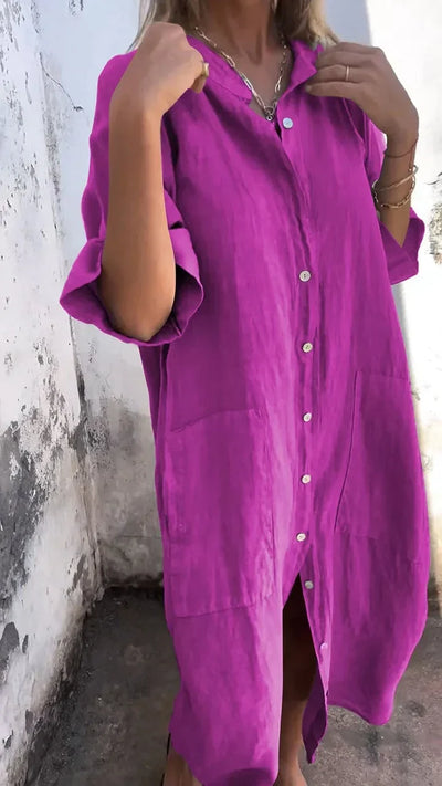 Noa - Elegante Maxivestido Camisero para un Estilo Casual único