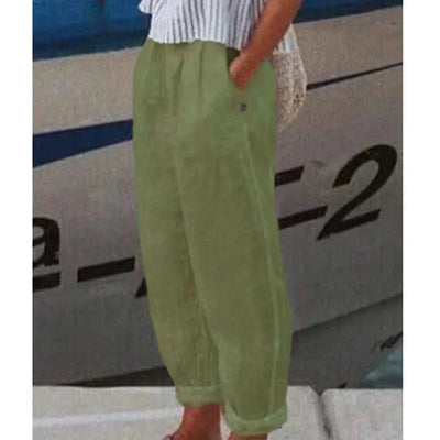 Gemma - Elegante pantalón casual de algodón y lino con estampado para mujer