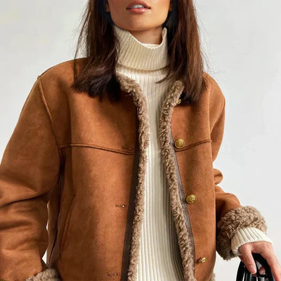 Chaqueta de Botones de Piel de Oveja Rosalie™