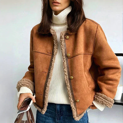 Chaqueta de Botones de Piel de Oveja Rosalie™