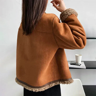 Chaqueta de Botones de Piel de Oveja Rosalie™