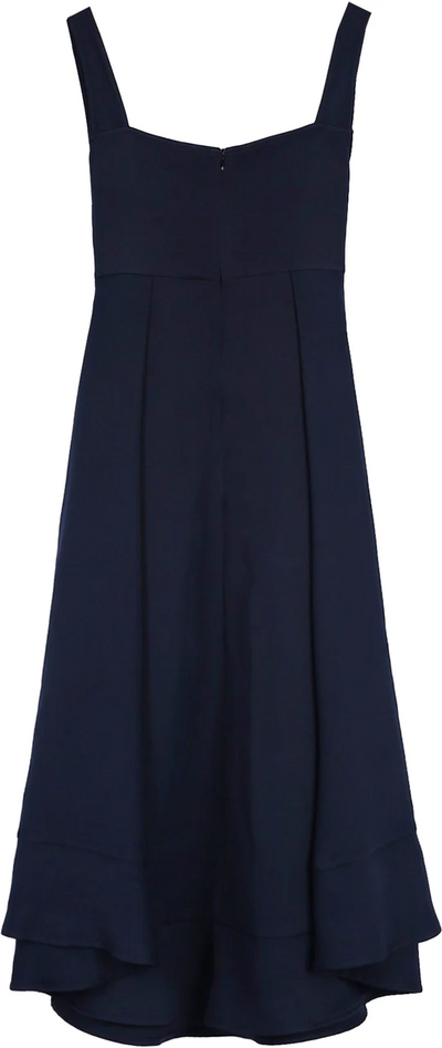 Vestido Midi Azul Marino con Cintura Imperio - Elegancia y Estilo en Cada Paso
