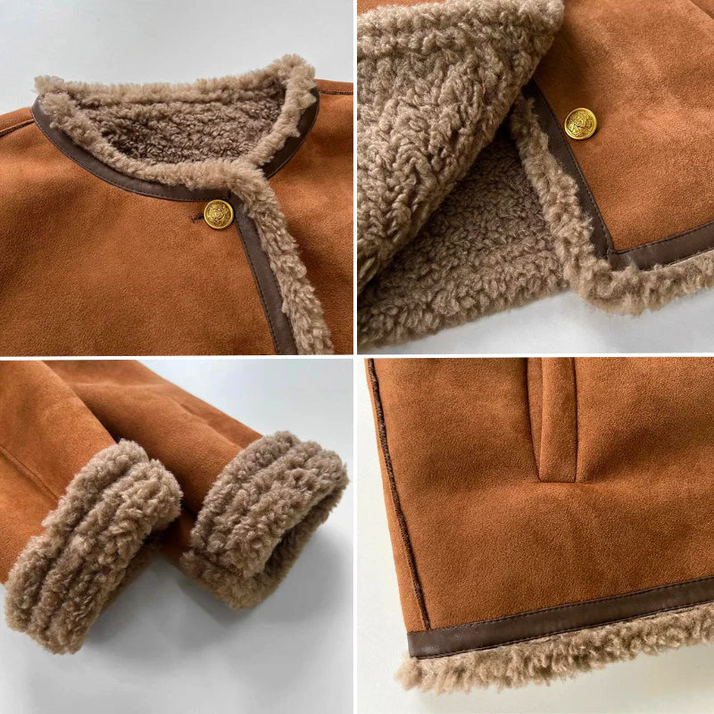 Chaqueta de Botones de Piel de Oveja Rosalie™