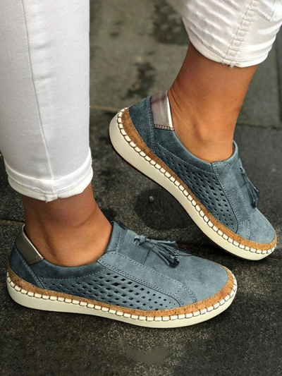 Claudia - Zapatillas deportivas para mujer, con diseño casual, plana, con apertura, punta redonda y transpirable.