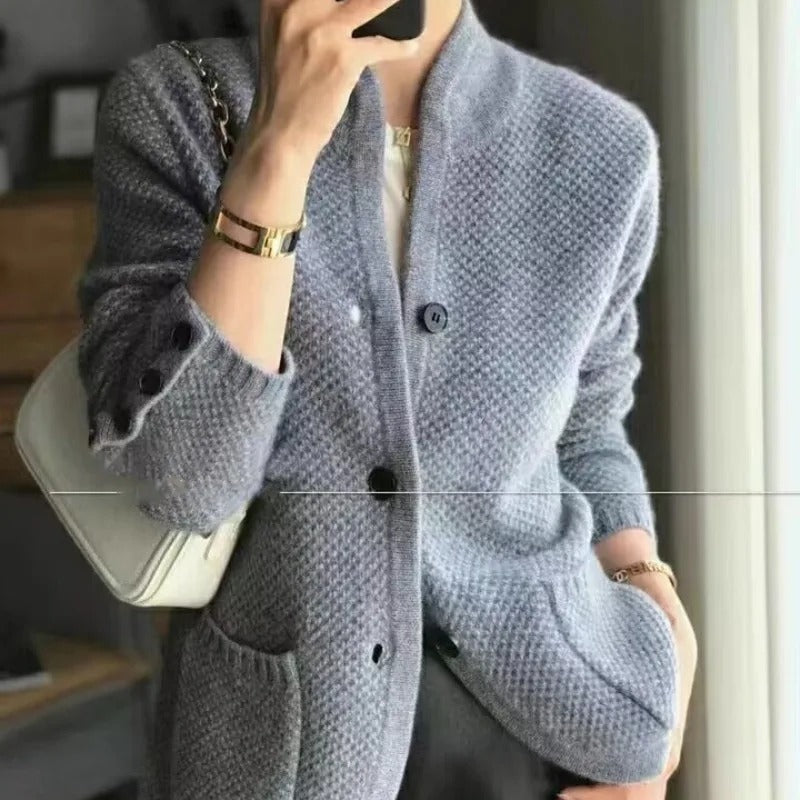 Amelise - Cárdigan de Cuello Alto Cálido y Estilo Mujer