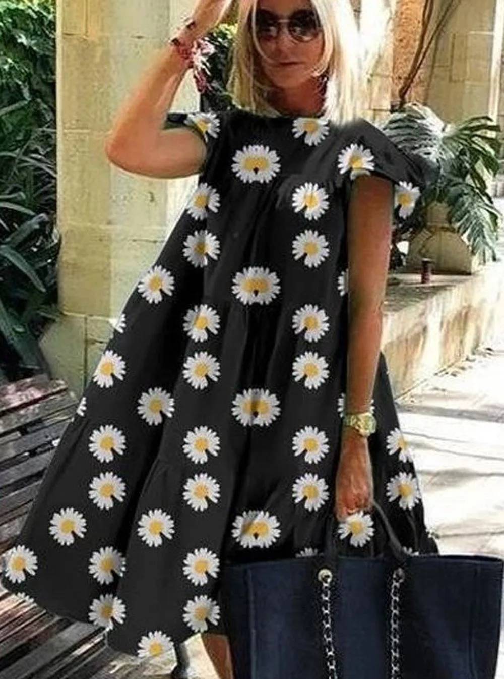 Mireia - Encantador vestido acampanado con un adorable diseño estampado