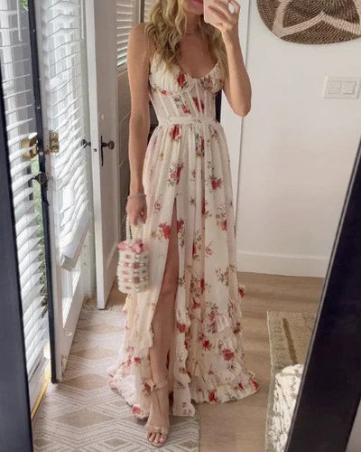 Vestido sin mangas con una elegante cintura estampada