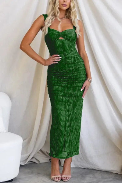 Maxi Vestido de Malla "Manifesting You" con Elegante Detalle Acanalado