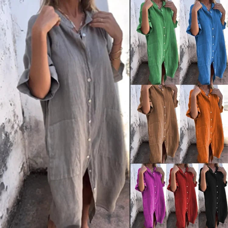 Noa - Elegante Maxivestido Camisero para un Estilo Casual único
