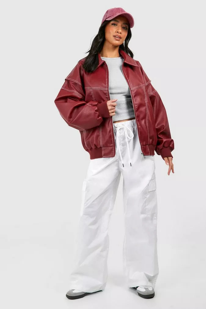 Chaqueta bomber Sophi con efecto piel