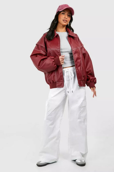 Chaqueta bomber Sophi con efecto piel