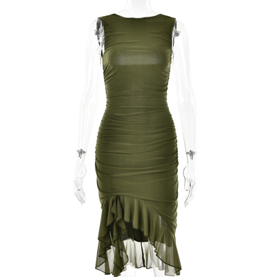 Vestido de verano sin mangas con elegantes volantes