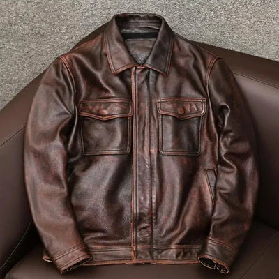 Elvis | Chaqueta de Cuero Genuino Vintage Outlaw