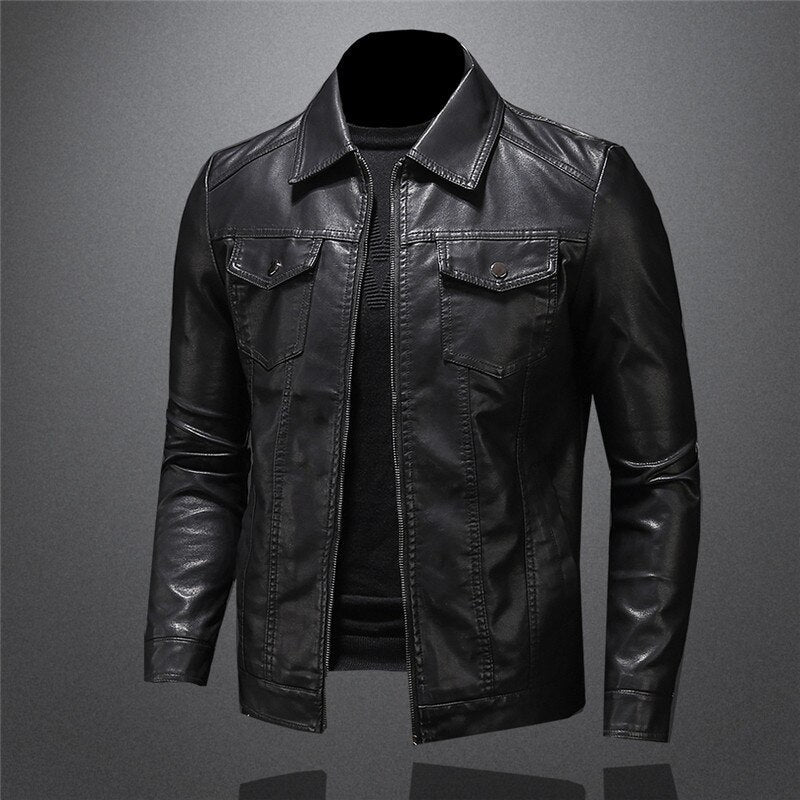 Laurens - Chaqueta de cuero con bolsillos prácticos