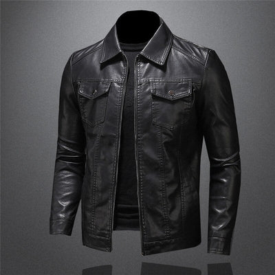 Laurens - Chaqueta de cuero con bolsillos prácticos